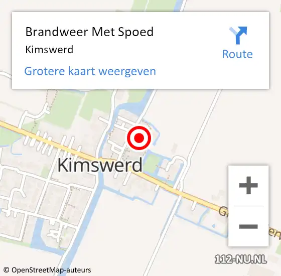 Locatie op kaart van de 112 melding: Brandweer Met Spoed Naar Kimswerd op 28 oktober 2013 22:16