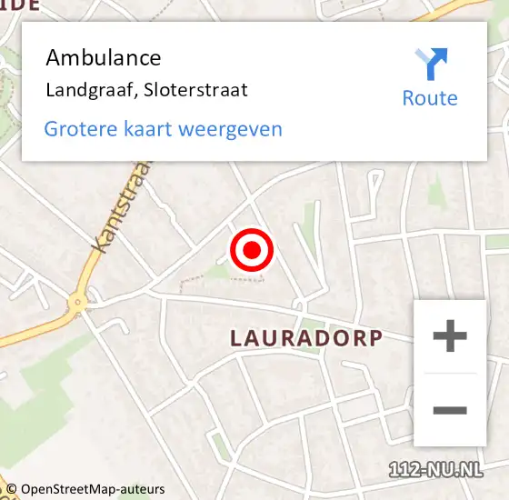 Locatie op kaart van de 112 melding: Ambulance Landgraaf, Sloterstraat op 5 februari 2015 15:29