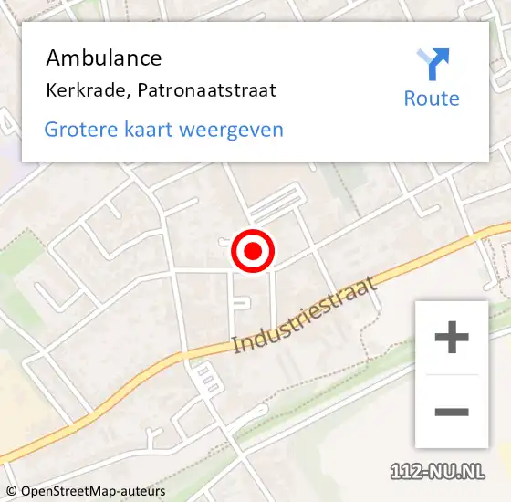 Locatie op kaart van de 112 melding: Ambulance Kerkrade, Patronaatstraat op 5 februari 2015 15:46