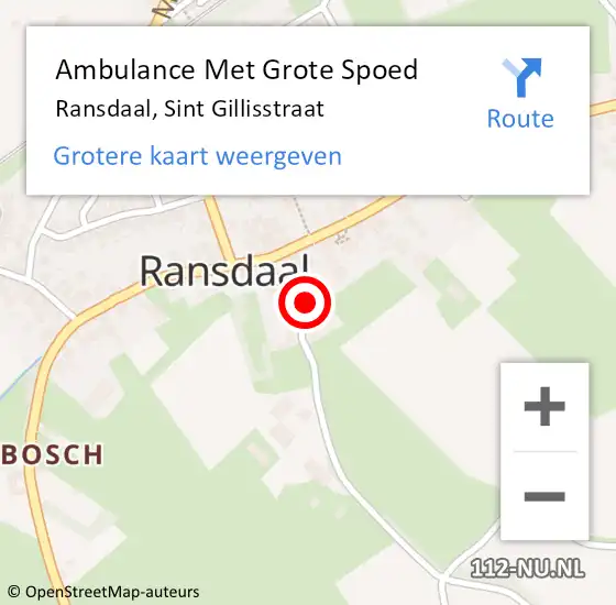 Locatie op kaart van de 112 melding: Ambulance Met Grote Spoed Naar Ransdaal, Sint Gillisstraat op 5 februari 2015 16:01