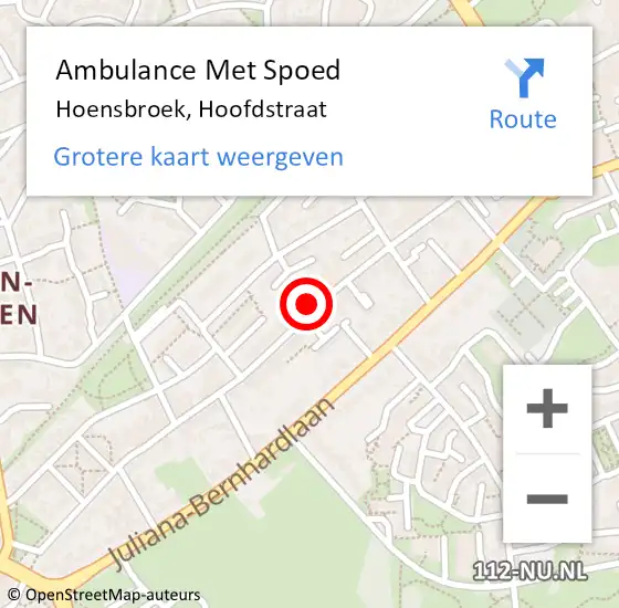 Locatie op kaart van de 112 melding: Ambulance Met Spoed Naar Hoensbroek, Hoofdstraat op 5 februari 2015 16:13