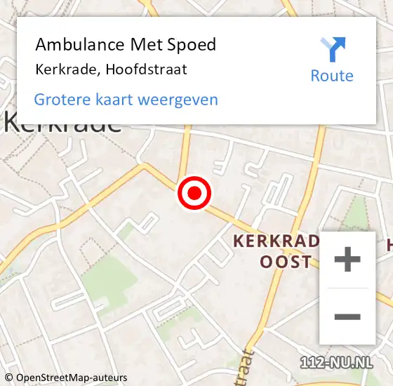 Locatie op kaart van de 112 melding: Ambulance Met Spoed Naar Kerkrade, Hoofdstraat op 5 februari 2015 17:13