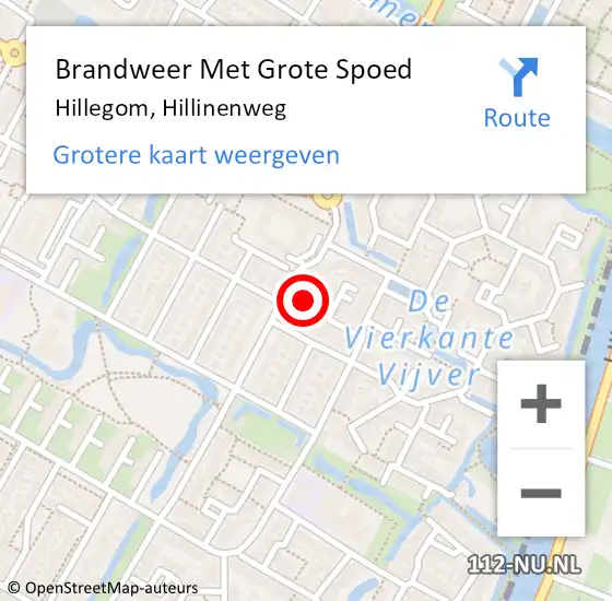 Locatie op kaart van de 112 melding: Brandweer Met Grote Spoed Naar Hillegom, Hillinenweg op 5 februari 2015 17:14