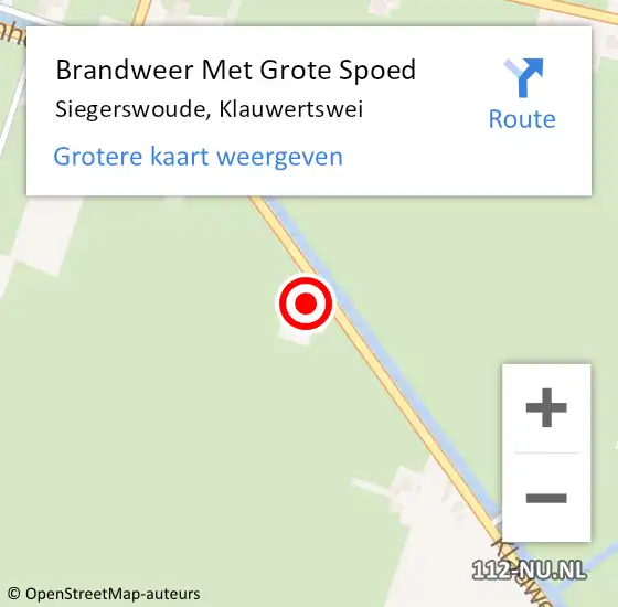 Locatie op kaart van de 112 melding: Brandweer Met Grote Spoed Naar Siegerswoude, Klauwertswei op 5 februari 2015 17:24