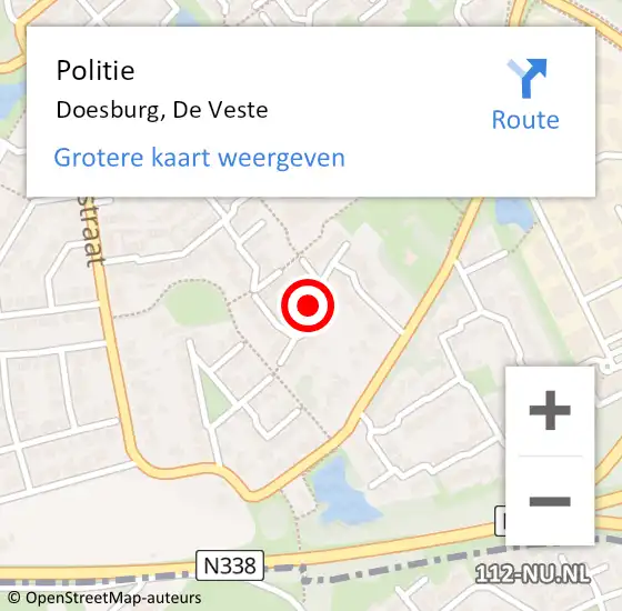 Locatie op kaart van de 112 melding: Politie Doesburg, De Veste op 5 februari 2015 17:28