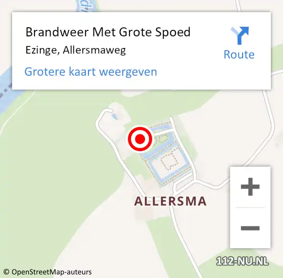 Locatie op kaart van de 112 melding: Brandweer Met Grote Spoed Naar Ezinge, Allersmaweg op 5 februari 2015 17:29