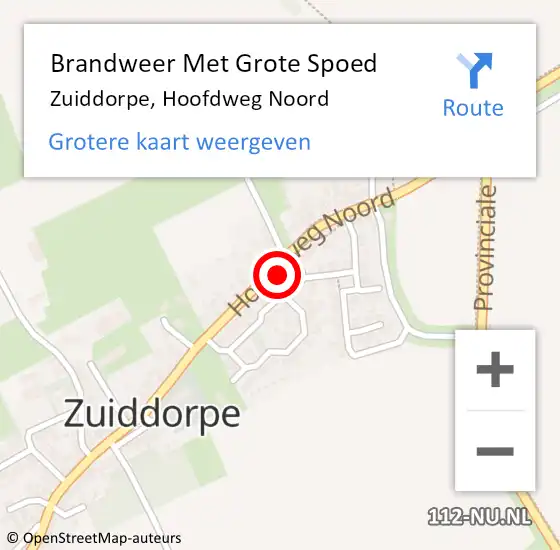 Locatie op kaart van de 112 melding: Brandweer Met Grote Spoed Naar Zuiddorpe, Hoofdweg Noord op 5 februari 2015 17:35