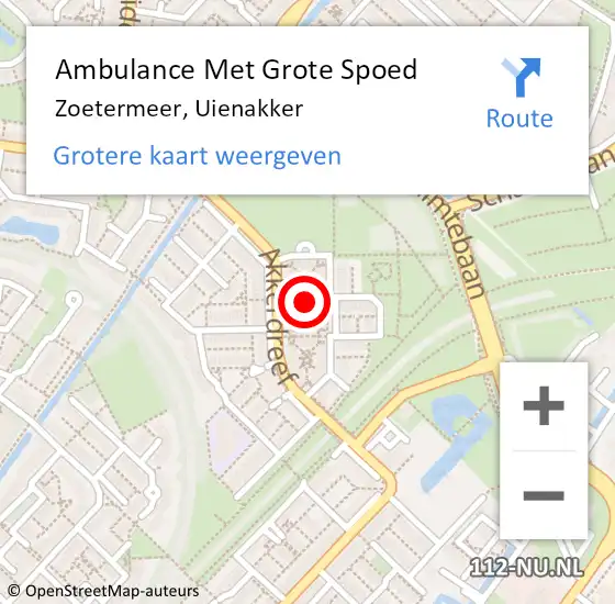 Locatie op kaart van de 112 melding: Ambulance Met Grote Spoed Naar Zoetermeer, Uienakker op 5 februari 2015 17:36