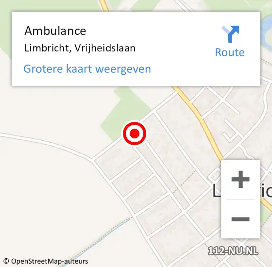 Locatie op kaart van de 112 melding: Ambulance Limbricht, Vrijheidslaan op 28 oktober 2013 22:47
