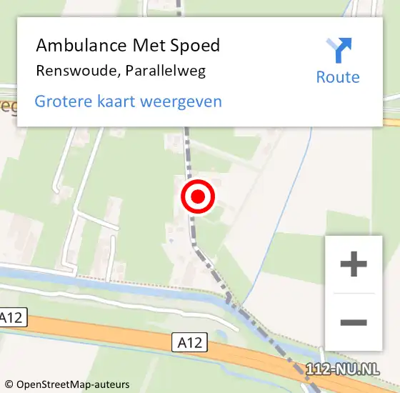 Locatie op kaart van de 112 melding: Ambulance Met Spoed Naar Renswoude, Parallelweg op 28 oktober 2013 22:55