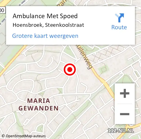 Locatie op kaart van de 112 melding: Ambulance Met Spoed Naar Hoensbroek, Steenkoolstraat op 5 februari 2015 18:33