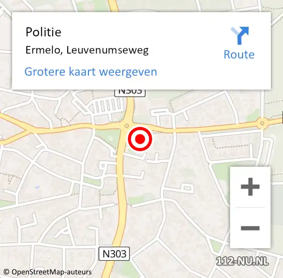 Locatie op kaart van de 112 melding: Politie Ermelo, Leuvenumseweg op 5 februari 2015 18:35