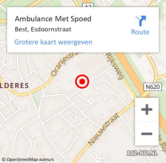 Locatie op kaart van de 112 melding: Ambulance Met Spoed Naar Best, Esdoornstraat op 5 februari 2015 18:38