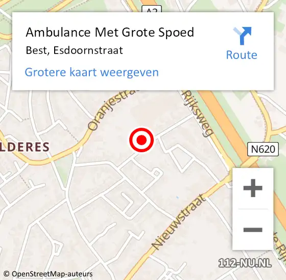 Locatie op kaart van de 112 melding: Ambulance Met Grote Spoed Naar Best, Esdoornstraat op 5 februari 2015 18:41