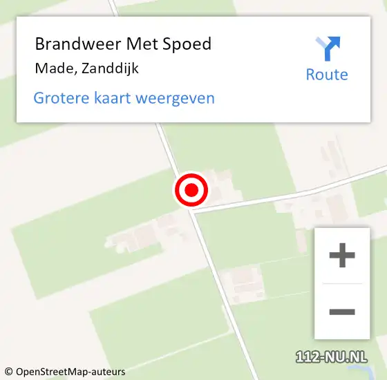 Locatie op kaart van de 112 melding: Brandweer Met Spoed Naar Made, Zanddijk op 5 februari 2015 18:41