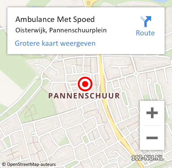 Locatie op kaart van de 112 melding: Ambulance Met Spoed Naar Oisterwijk, Pannenschuurplein op 5 februari 2015 18:45