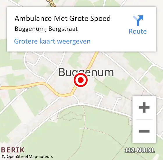 Locatie op kaart van de 112 melding: Ambulance Met Grote Spoed Naar Buggenum, Bergstraat op 5 februari 2015 19:07