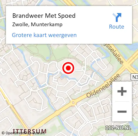 Locatie op kaart van de 112 melding: Brandweer Met Spoed Naar Zwolle, Munterkamp op 28 oktober 2013 23:00