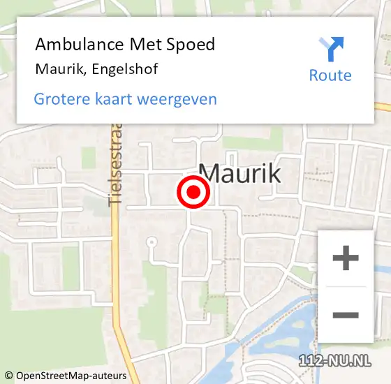 Locatie op kaart van de 112 melding: Ambulance Met Spoed Naar Maurik, Engelshof op 5 februari 2015 19:36