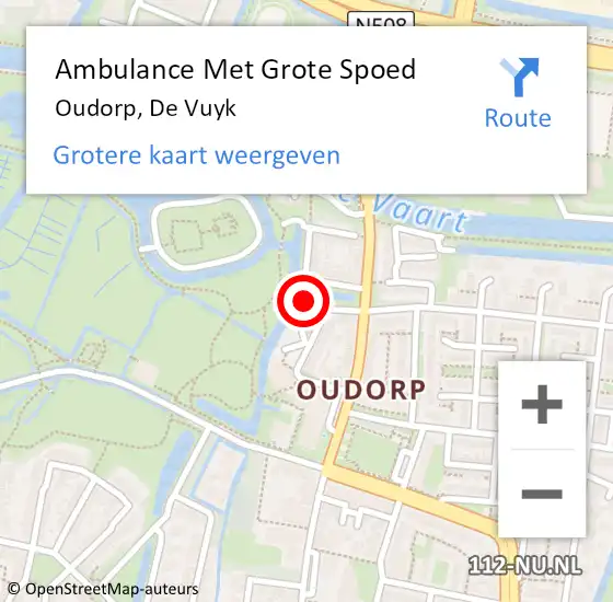 Locatie op kaart van de 112 melding: Ambulance Met Grote Spoed Naar Oudorp, De Vuyk op 5 februari 2015 19:51