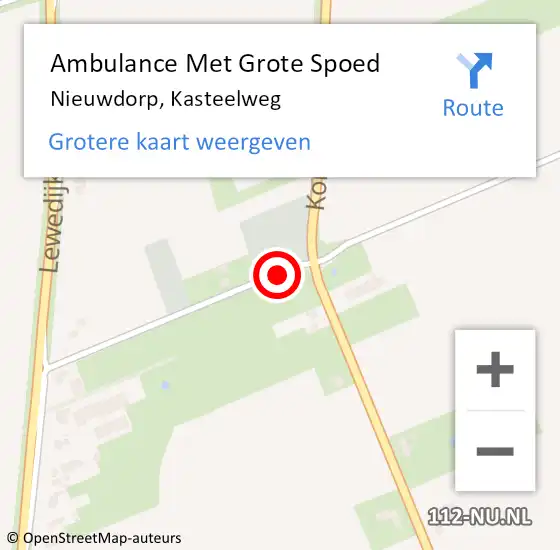 Locatie op kaart van de 112 melding: Ambulance Met Grote Spoed Naar Nieuwdorp, Kasteelweg op 5 februari 2015 20:53