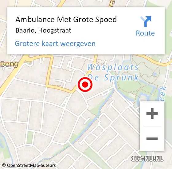 Locatie op kaart van de 112 melding: Ambulance Met Grote Spoed Naar Baarlo, Hoogstraat op 5 februari 2015 20:54