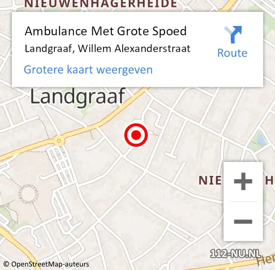 Locatie op kaart van de 112 melding: Ambulance Met Grote Spoed Naar Landgraaf, Willem Alexanderstraat op 5 februari 2015 21:01