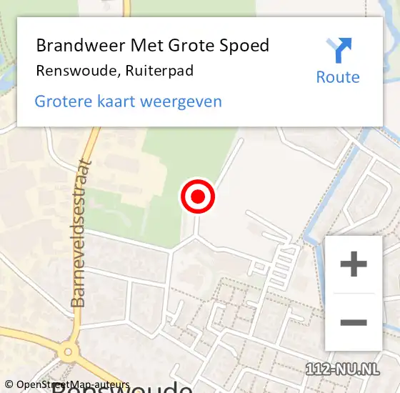 Locatie op kaart van de 112 melding: Brandweer Met Grote Spoed Naar Renswoude, Ruiterpad op 5 februari 2015 21:21