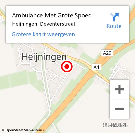 Locatie op kaart van de 112 melding: Ambulance Met Grote Spoed Naar Heijningen, Deventerstraat op 5 februari 2015 21:30