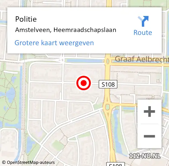 Locatie op kaart van de 112 melding: Politie Amstelveen, Heemraadschapslaan op 28 oktober 2013 23:20