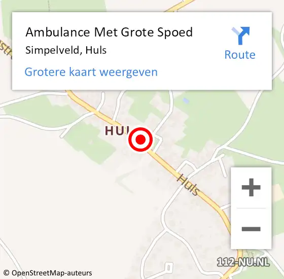 Locatie op kaart van de 112 melding: Ambulance Met Grote Spoed Naar Simpelveld, Huls op 5 februari 2015 22:09