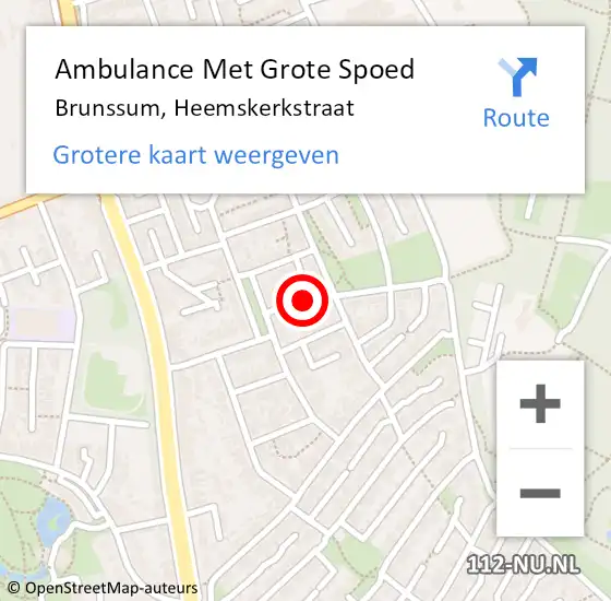 Locatie op kaart van de 112 melding: Ambulance Met Grote Spoed Naar Brunssum, Heemskerkstraat op 5 februari 2015 22:20