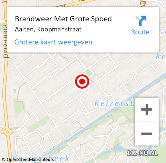 Locatie op kaart van de 112 melding: Brandweer Met Grote Spoed Naar Aalten, Koopmanstraat op 28 oktober 2013 23:26