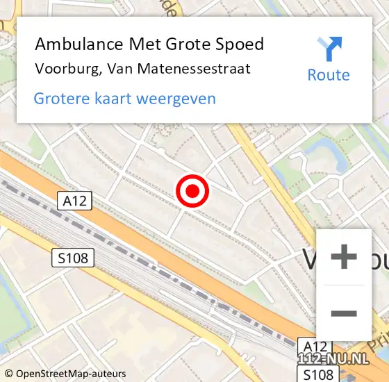 Locatie op kaart van de 112 melding: Ambulance Met Grote Spoed Naar Voorburg, Van Matenessestraat op 5 februari 2015 23:11