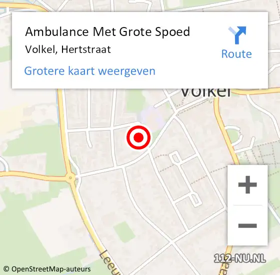 Locatie op kaart van de 112 melding: Ambulance Met Grote Spoed Naar Volkel, Hertstraat op 5 februari 2015 23:15