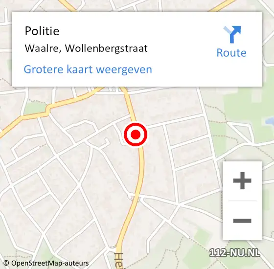 Locatie op kaart van de 112 melding: Politie Waalre, Wollenbergstraat op 5 februari 2015 23:24