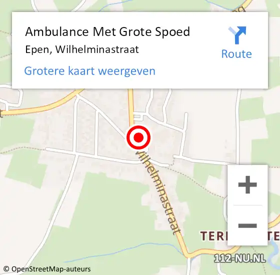 Locatie op kaart van de 112 melding: Ambulance Met Grote Spoed Naar Epen, Wilhelminastraat op 6 februari 2015 02:02