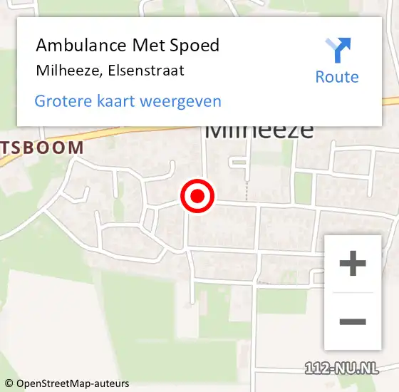 Locatie op kaart van de 112 melding: Ambulance Met Spoed Naar Milheeze, Elsenstraat op 6 februari 2015 02:23