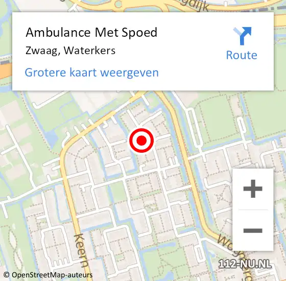 Locatie op kaart van de 112 melding: Ambulance Met Spoed Naar Zwaag, Waterkers op 6 februari 2015 02:24