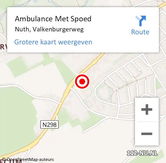 Locatie op kaart van de 112 melding: Ambulance Met Spoed Naar Nuth, Valkenburgerweg op 6 februari 2015 03:01