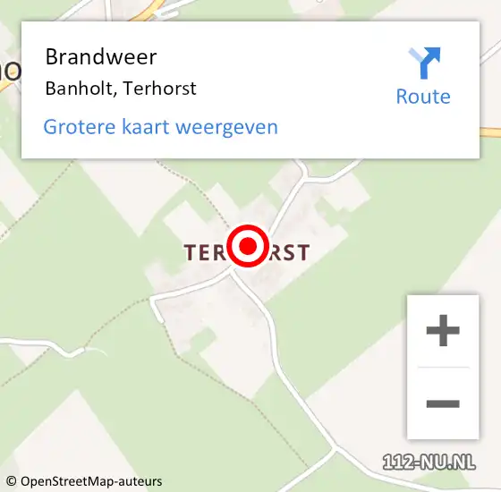 Locatie op kaart van de 112 melding: Brandweer Banholt, Terhorst op 6 februari 2015 03:28