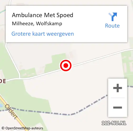 Locatie op kaart van de 112 melding: Ambulance Met Spoed Naar Milheeze, Wolfskamp op 6 februari 2015 03:42