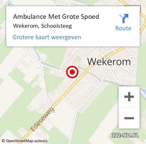Locatie op kaart van de 112 melding: Ambulance Met Grote Spoed Naar Wekerom, Schoolsteeg op 6 februari 2015 06:59