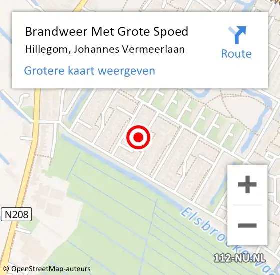 Locatie op kaart van de 112 melding: Brandweer Met Grote Spoed Naar Hillegom, Johannes Vermeerlaan op 29 oktober 2013 00:06