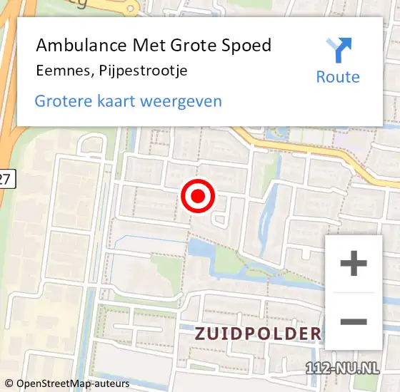 Locatie op kaart van de 112 melding: Ambulance Met Grote Spoed Naar Eemnes, Pijpestrootje op 6 februari 2015 07:42