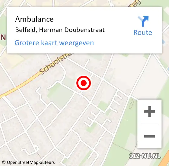 Locatie op kaart van de 112 melding: Ambulance Belfeld, Herman Doubenstraat op 6 februari 2015 08:02