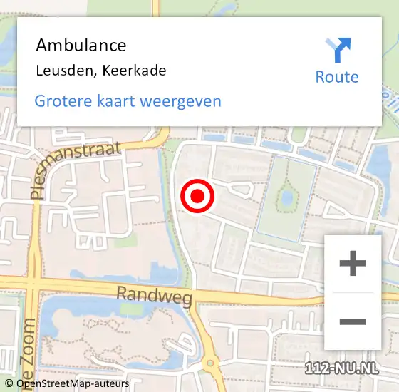 Locatie op kaart van de 112 melding: Ambulance Leusden, Keerkade op 29 oktober 2013 00:32