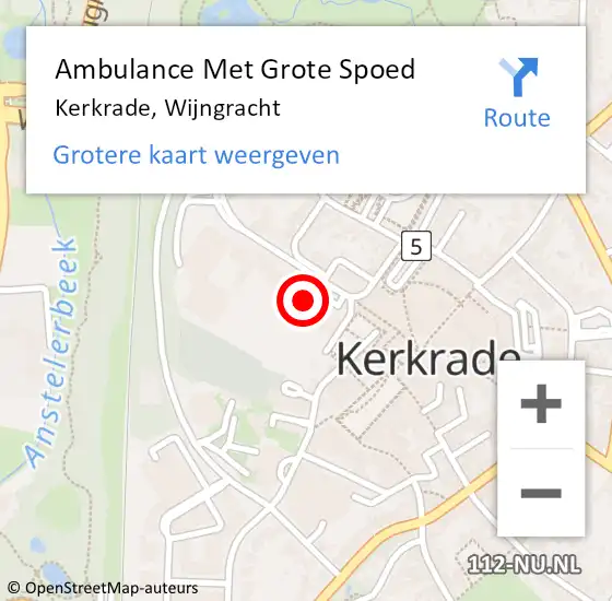 Locatie op kaart van de 112 melding: Ambulance Met Grote Spoed Naar Kerkrade, Wijngracht op 6 februari 2015 08:56