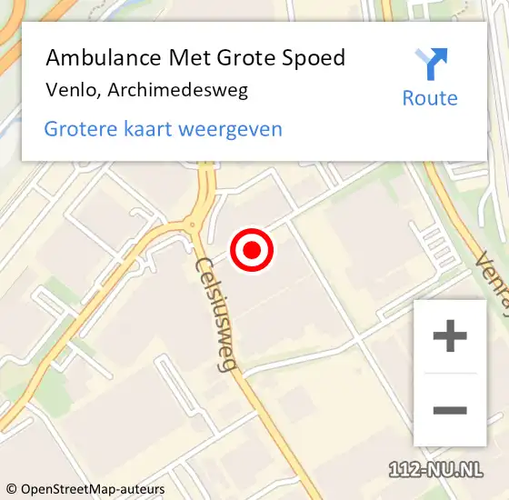 Locatie op kaart van de 112 melding: Ambulance Met Grote Spoed Naar Venlo, Archimedesweg op 6 februari 2015 09:02