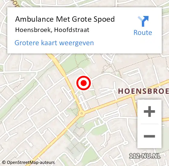 Locatie op kaart van de 112 melding: Ambulance Met Grote Spoed Naar Hoensbroek, Hoofdstraat op 6 februari 2015 09:21